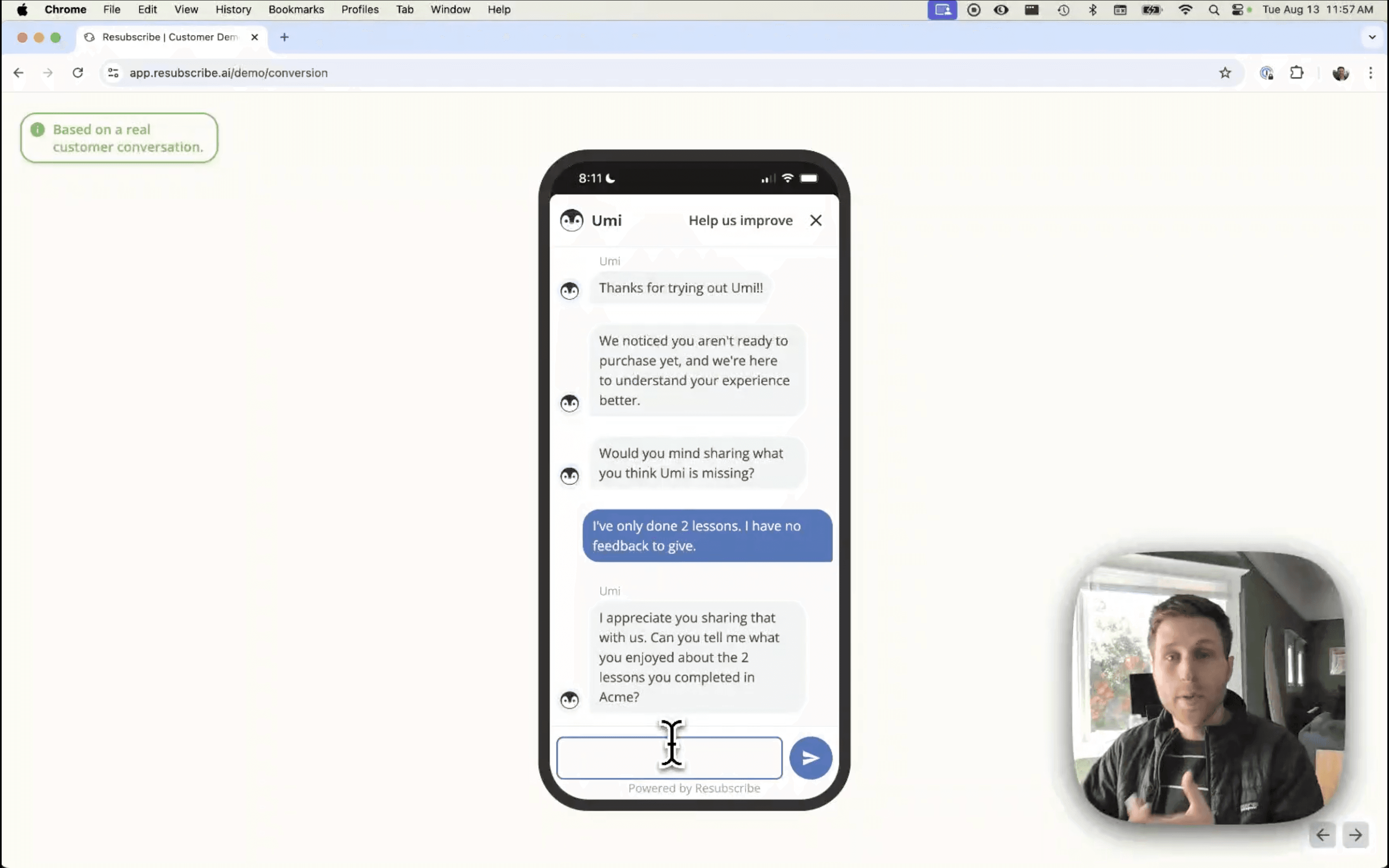Screenshot of Resubscribe demo video