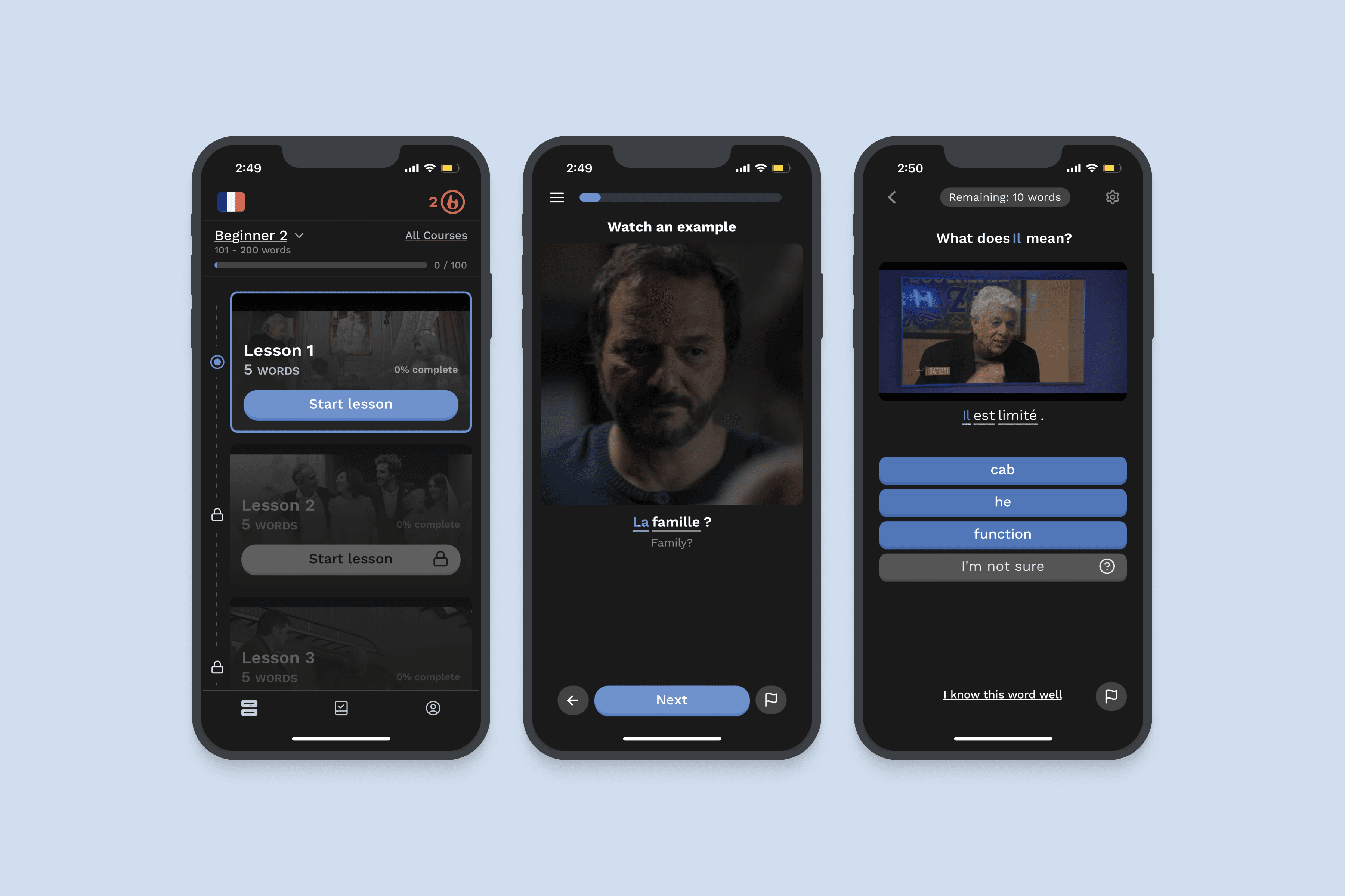 Screenshots of the Umi app